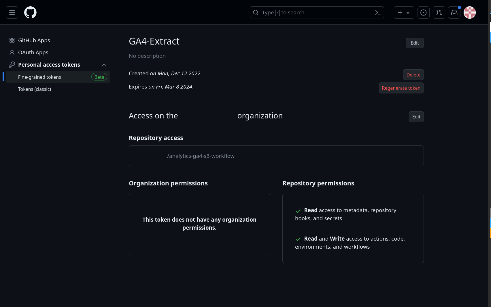 Fine Grained Access Token