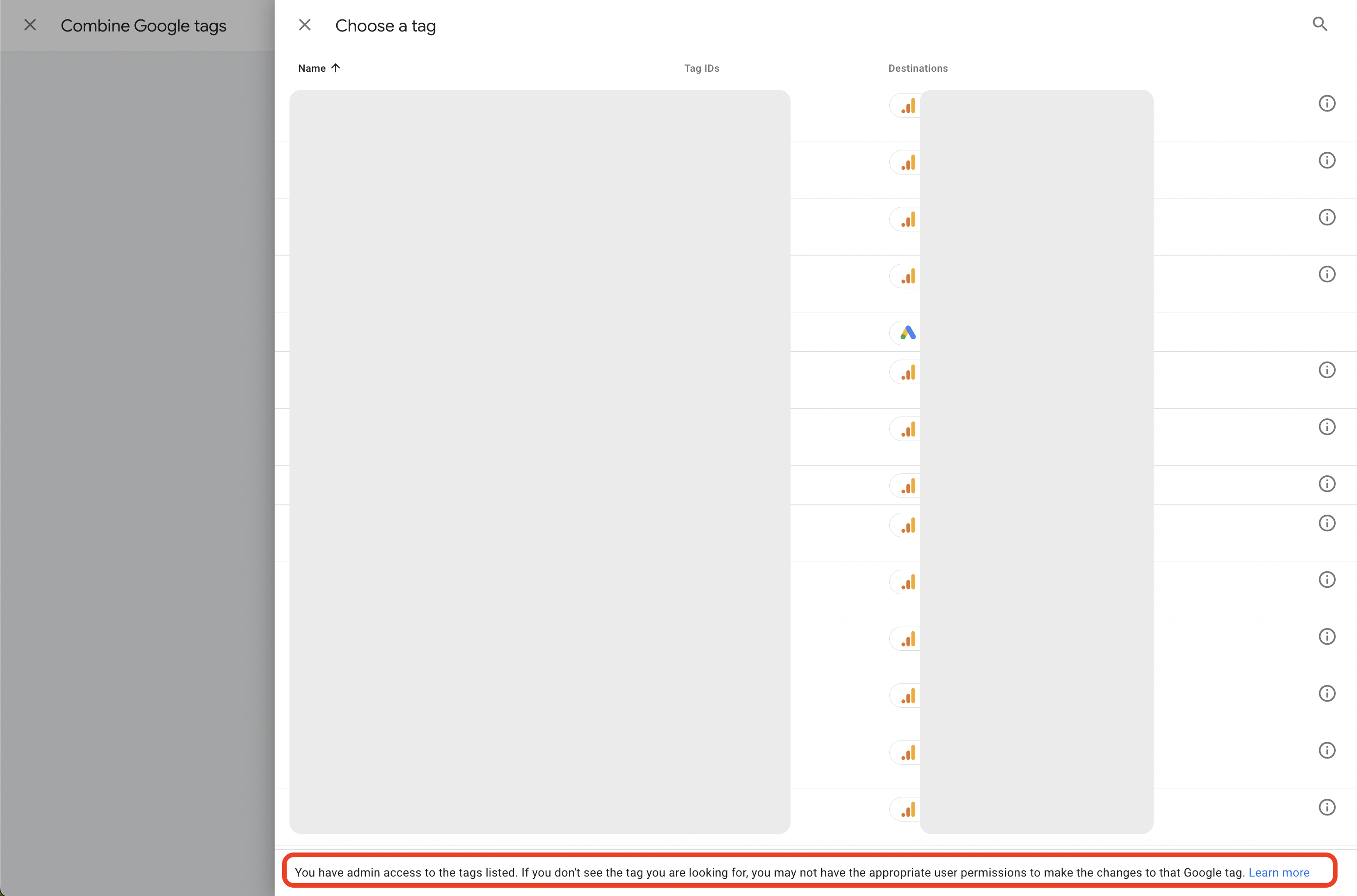 Navigate to Google Tag Admin