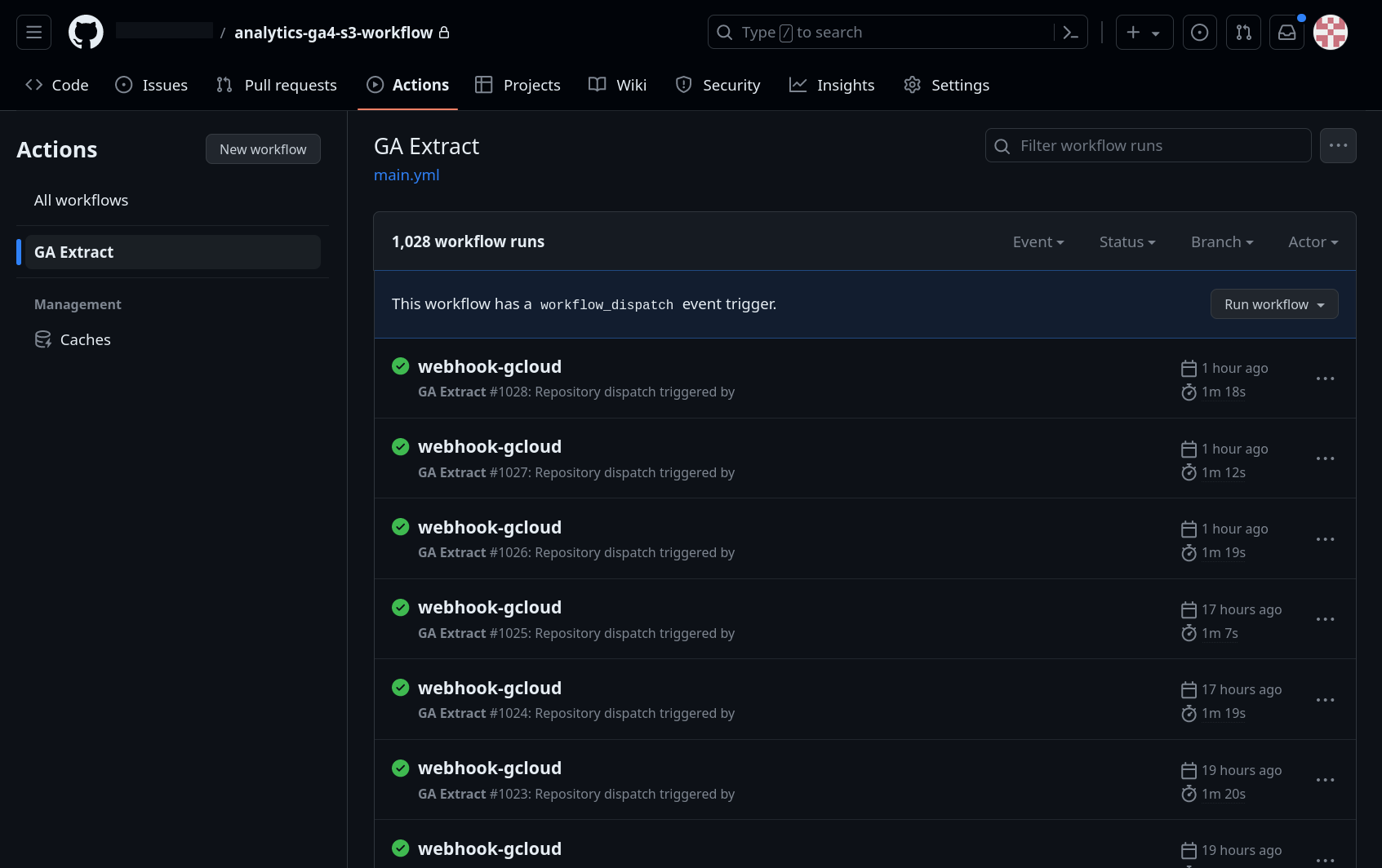 Actions workflow run via webhook